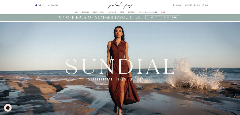 Best Shopify website examples: Petal and Pup -- Homepage Screenshot