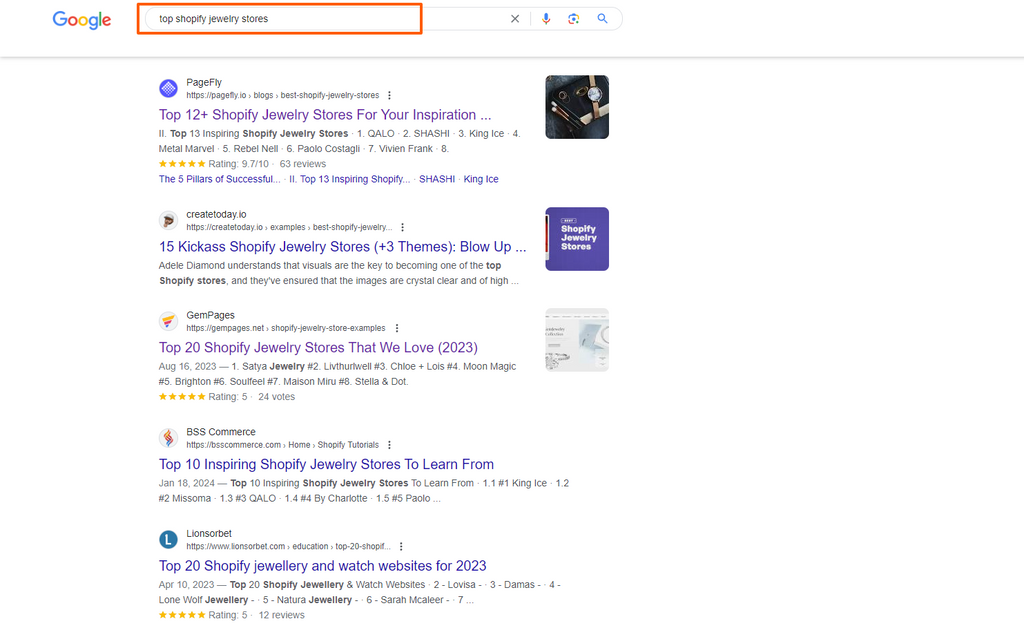 Blog results for the same Google search