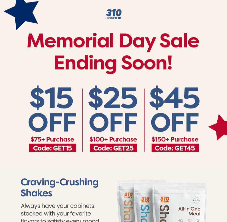 Memorial Day promo code 310 nutrition