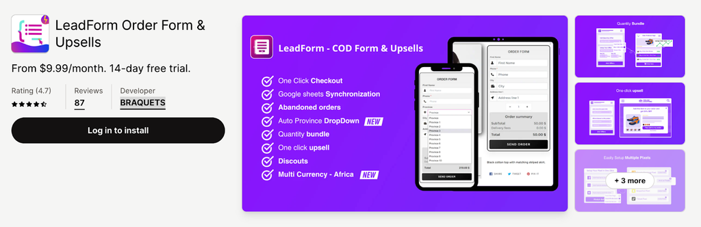 LeadForm Order Form & Upsells By BRAQUETS