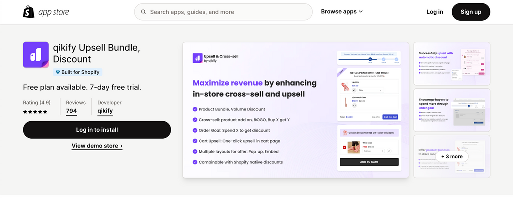 qikify Upsell BOGO and Free Gift
