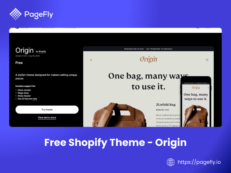 Is Origin a free Shopify theme?