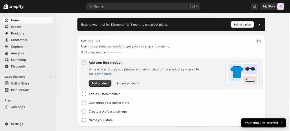 You can switch from one store to another by simply clicking the upper-right corner of your Shopify admin dashboard