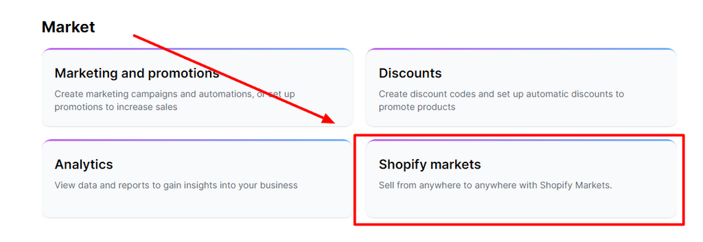 let us choose Shopify markets as an example
