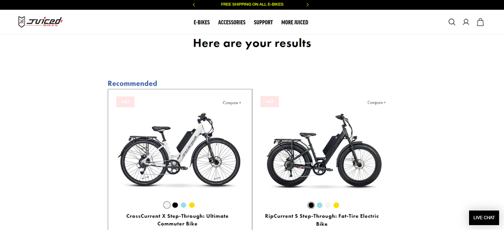 Recommended bikes by Juiced Bikes according to the result of the test