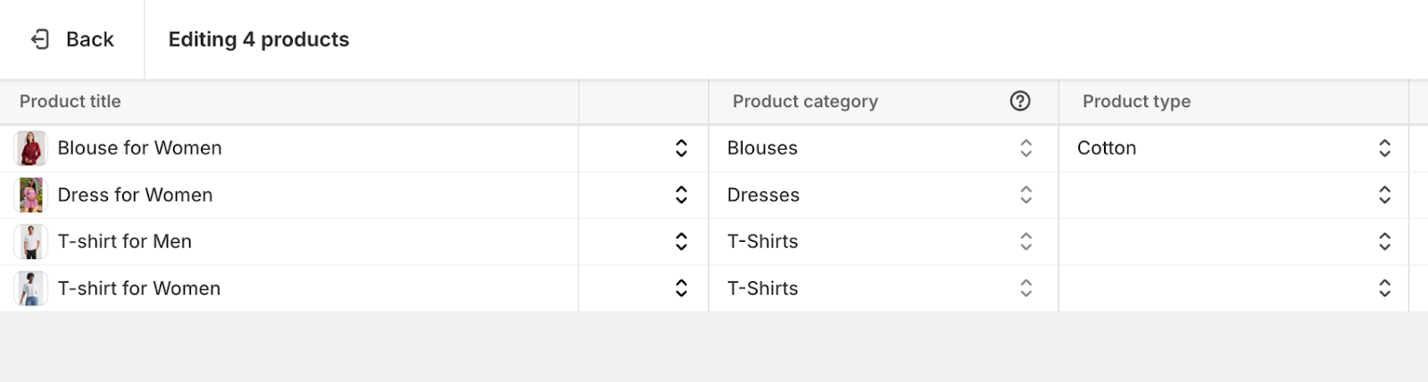 Adding product types to products.