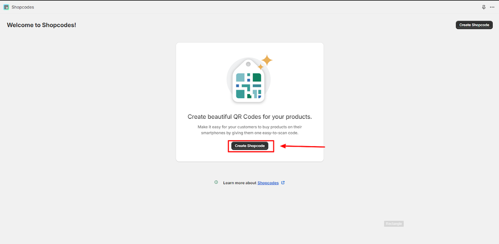 To create a QR code, simply click Create Shopcode