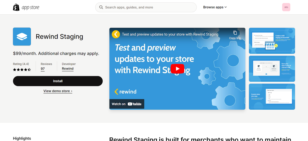 rewind staging app