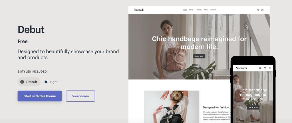 shopify debut theme