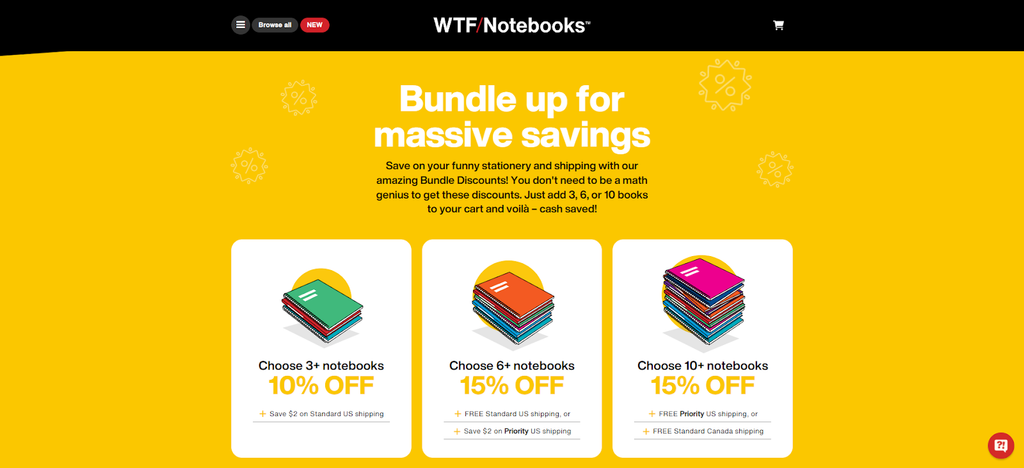 WTF Notebooks lets their customers save more by buying more