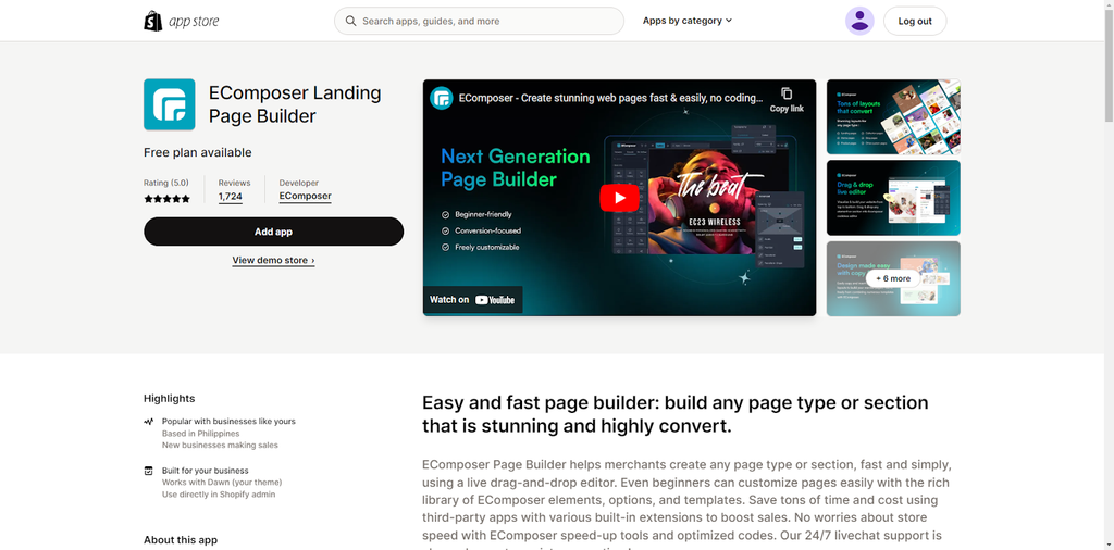 EComposer Landing Page Builder