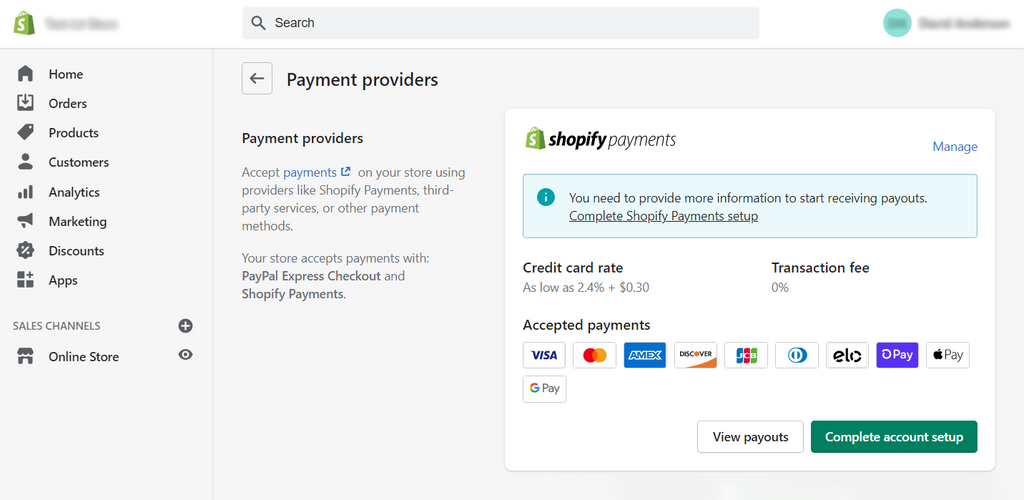 Payment method set up