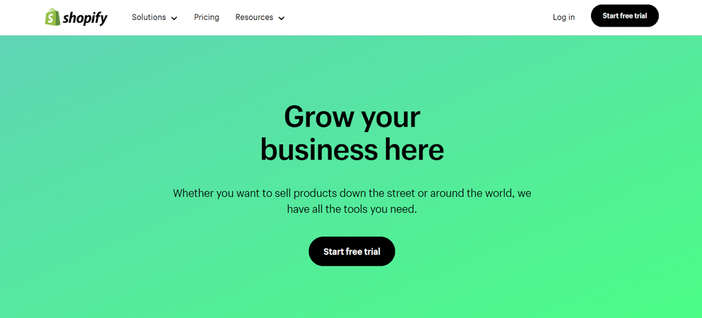 Shopify landing page for free trial