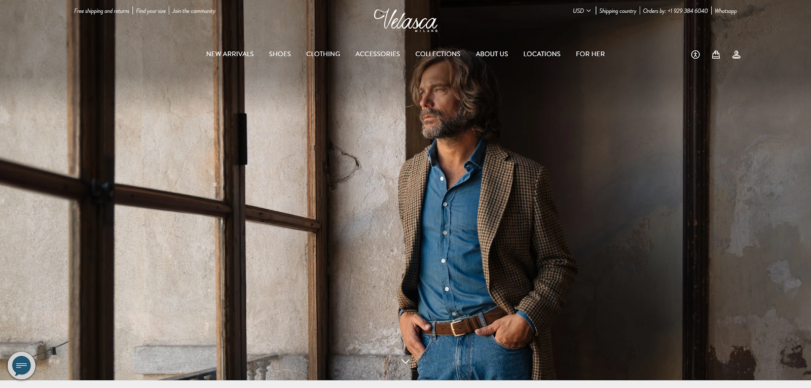 Best Shopify website examples: Velasca -- Homepage Screenshot