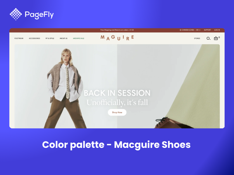 For example, color palette of Macguire Shoes