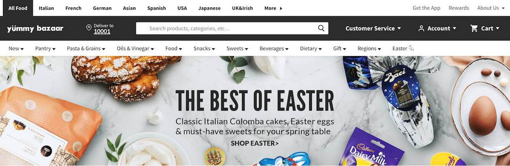 homepage merchandising with promotion banner on yummy bazaar online merchandising