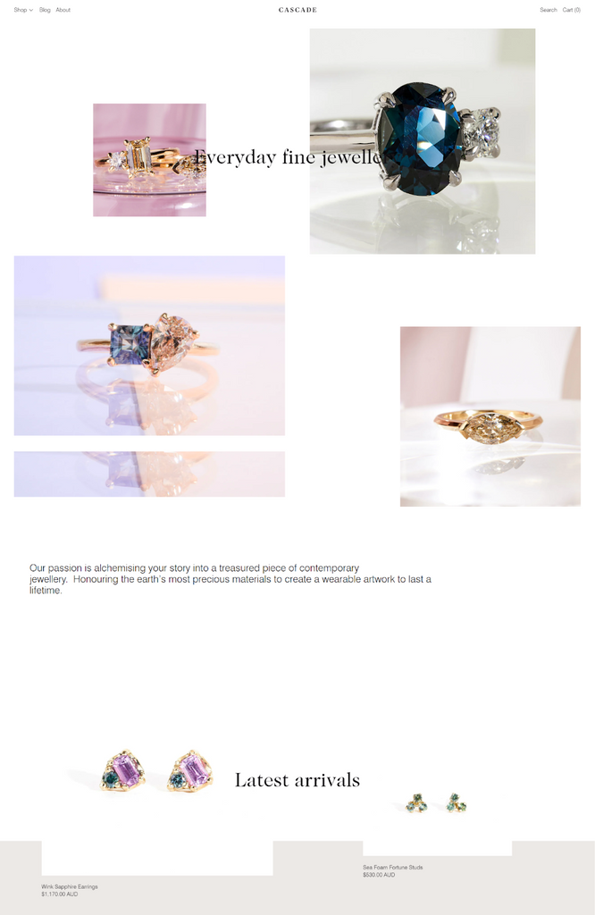 Cascade Shopify jewelry theme