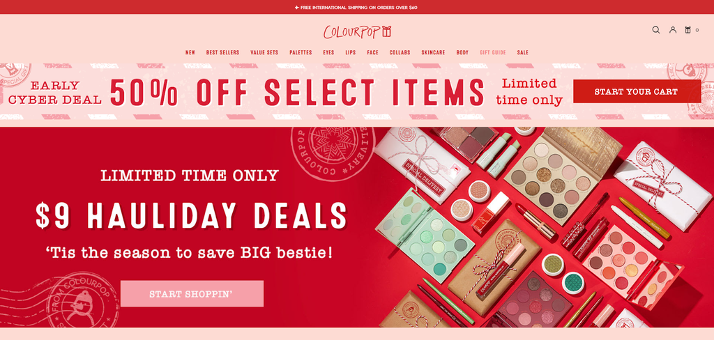 Best Shopify website examples: ColourPop is a great Shopify store that offers hundreds of cosmetic products