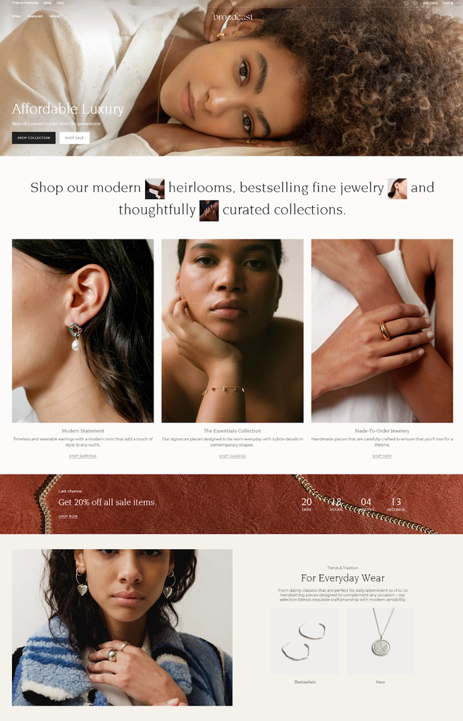 Boradcast Shopify jewelry theme