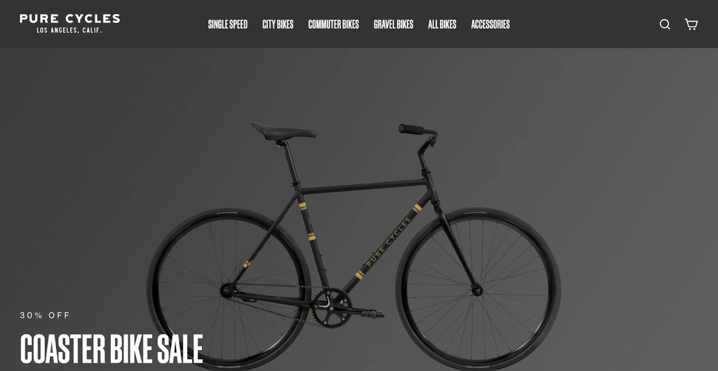 Pure Cycles は、高性能自転車を販売する Shopify スポーツ ストアです。