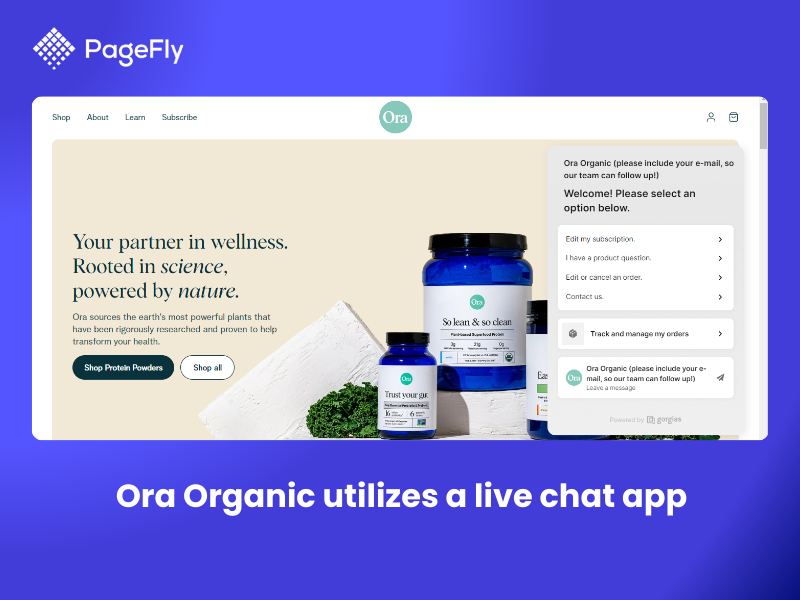 Ora Organic utilizes a live chat app