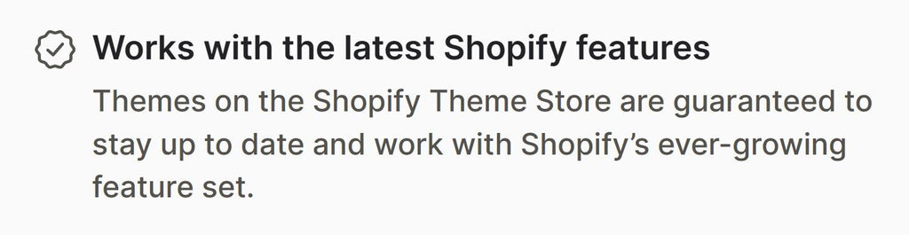 Works With The Latest Shopify Features Badge