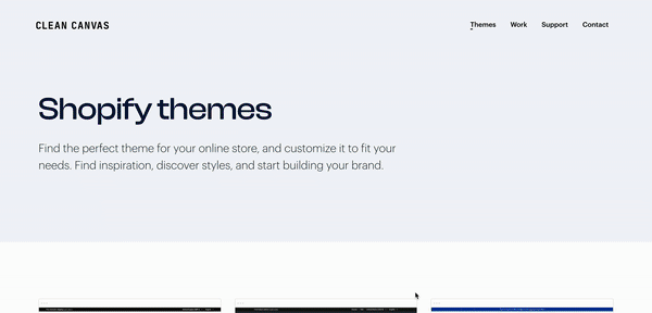 A gif showing Other Popular Themes by Cleancanvas