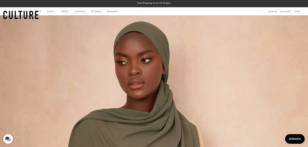 Best Shopify website examples for culture niche: Culture Hijab -- Homepage Screenshot