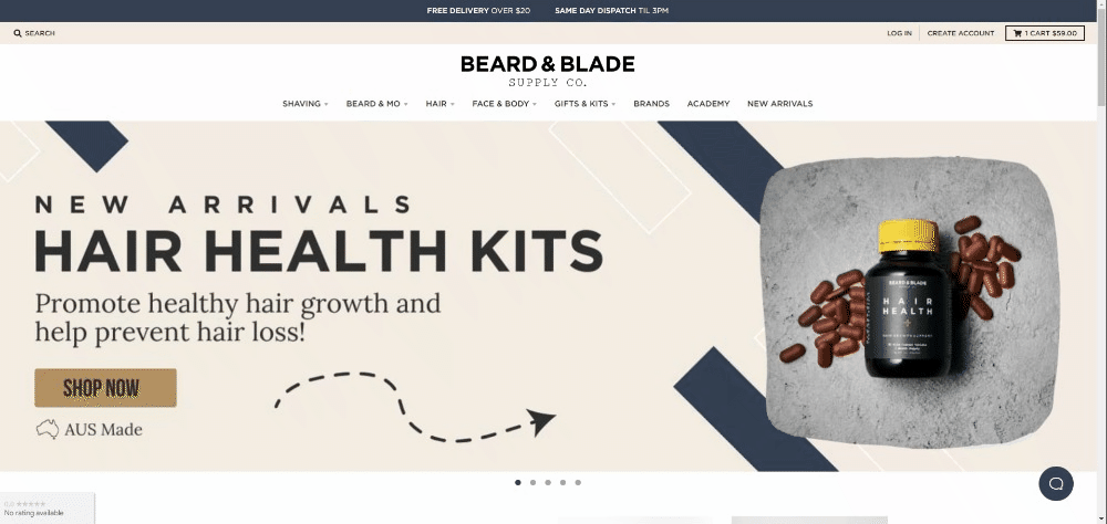 Looking for a product on Beard & Blade is very easy