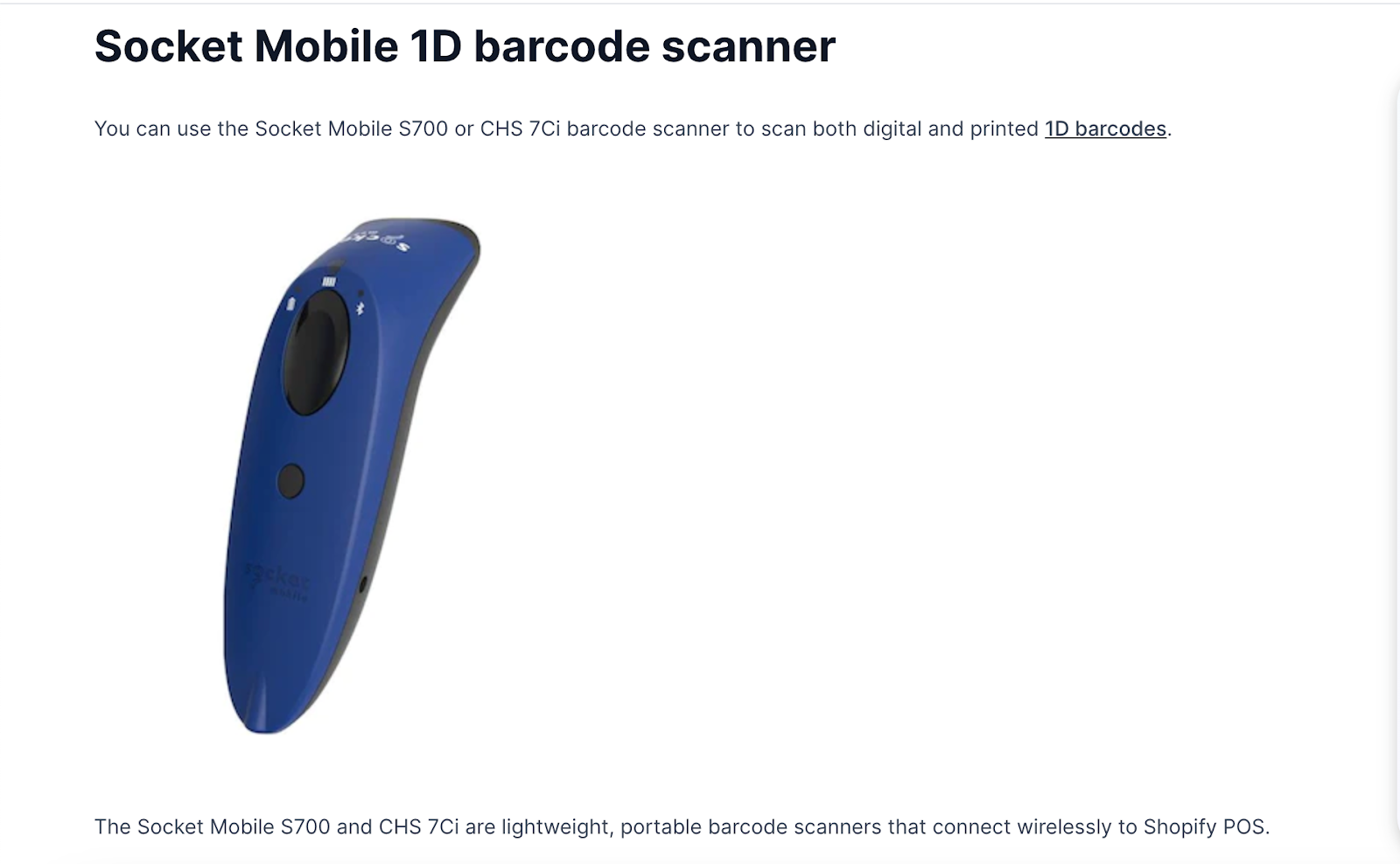 Socket Mobile 1D Barcode Scanner