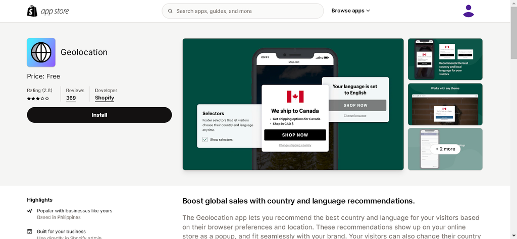 Geolocation Shopify App Store