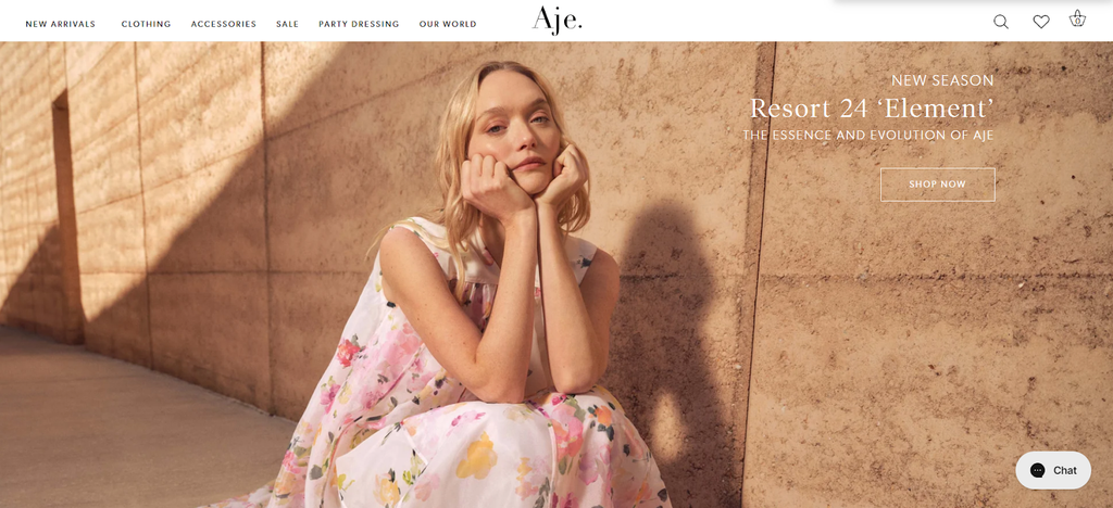 Shopify multiple stores: Aje's main website for their tailored products