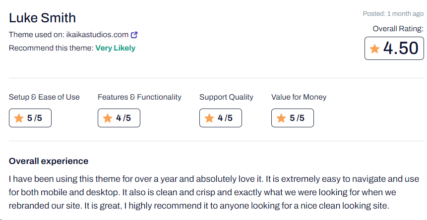 customer review Symmetry theme