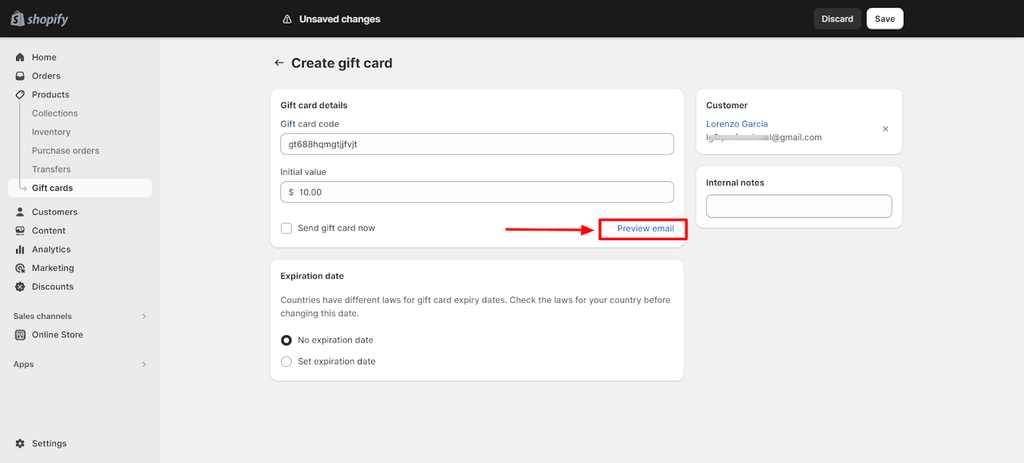 Creating gift cards for customers: image 3