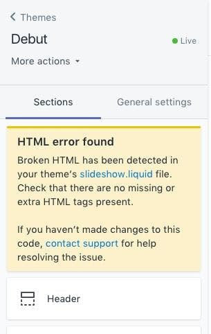 HTML error found