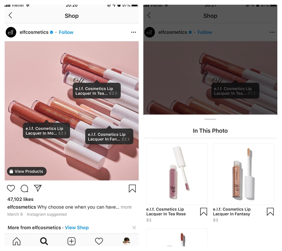 Instagram Shopping feature shoppable post