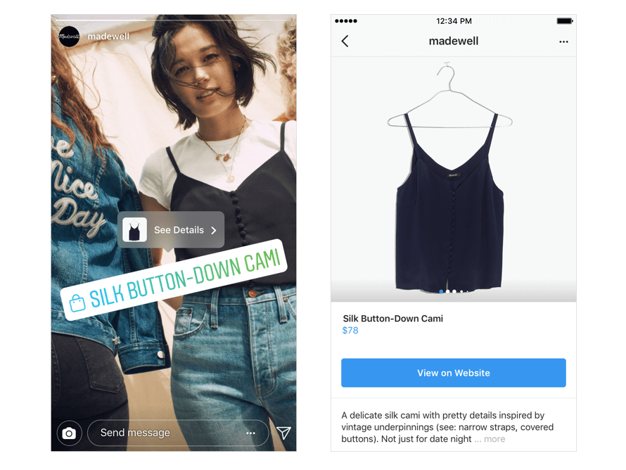 Instagram Shopping feature shoppable story