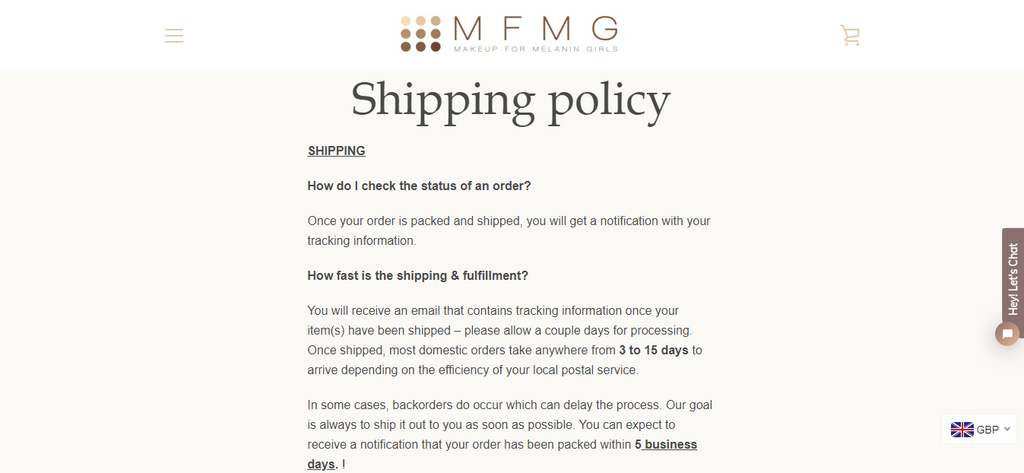 MFMG Shipping Policy Page