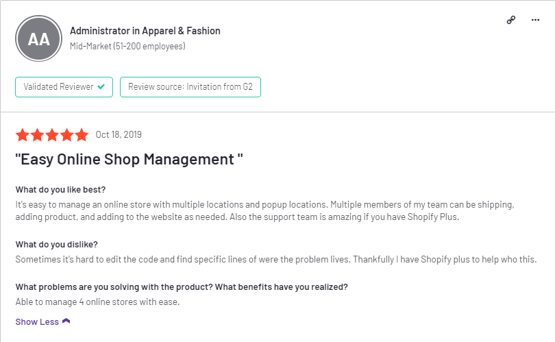 Shopify Customer Review