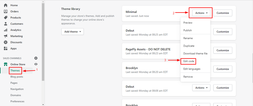 Edit Themes Code