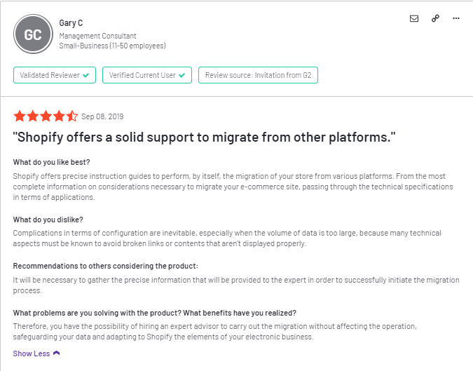 Shopify Customer Review