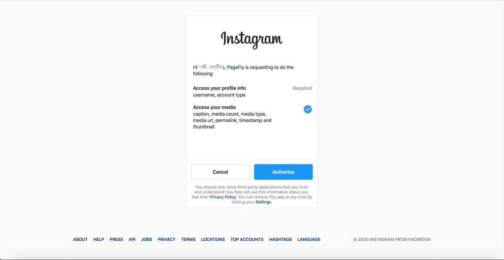 Instagram Authorization