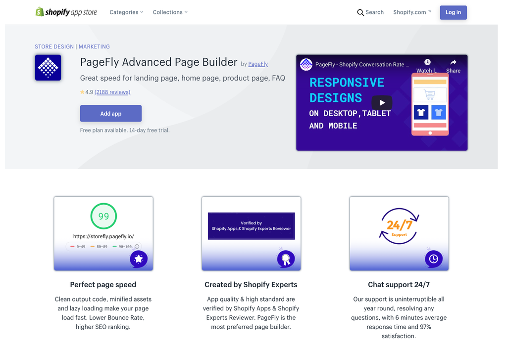 PageFly App Lising