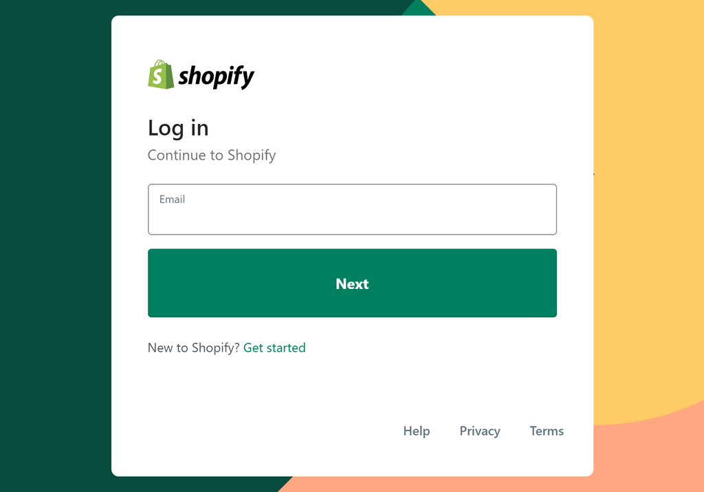 Shopify Log in Page