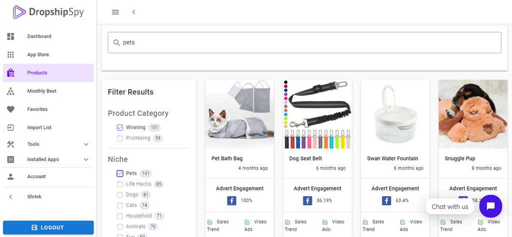 Refine your search by filtering the results with your target niche