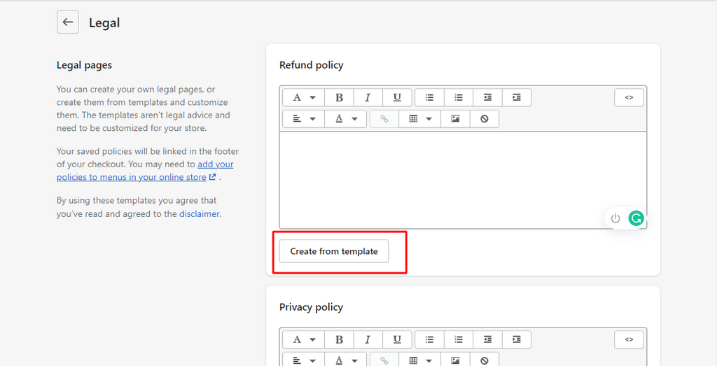 Create Your Legal Policies in Shopify
