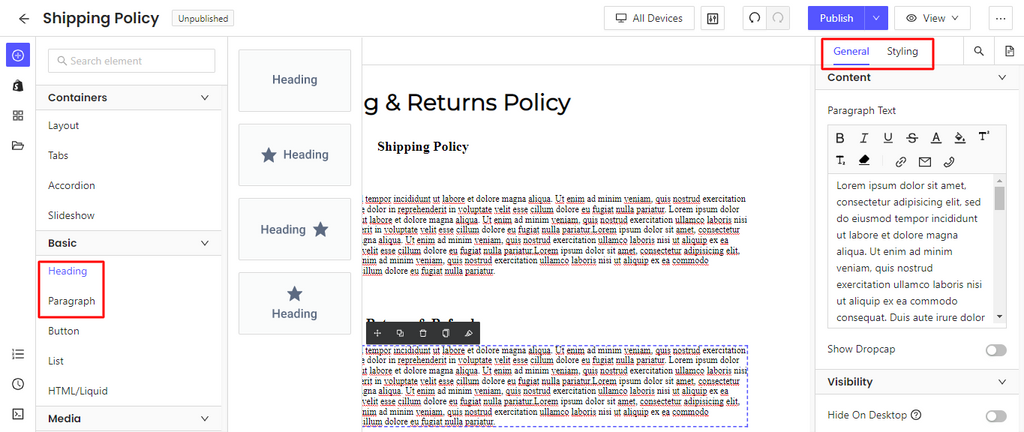 Customize Your New Shipping Policy Page