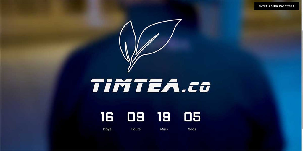 Timtea.co coming soon page with a video