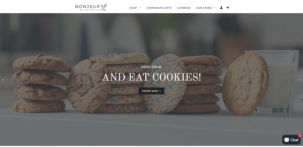 Homepage screenshot of Bonjour Bakehouse online store