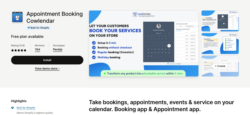 Appointment Booking Cowlendar Shopify app